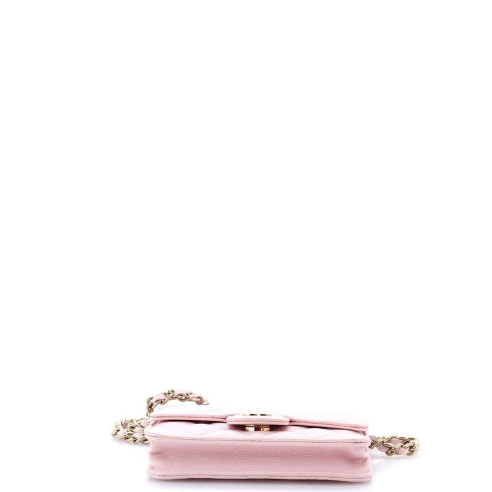 Chanel Classic Flap Card Holder on Chain Quilted Caviar Mini Pink - Picture 4 of 6